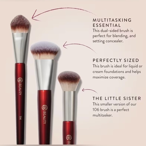 BK Beauty Core Complexion Trio Makeup Brushes Set (3PC) – BNIB 114, 115, 116 - Picture 5 of 11